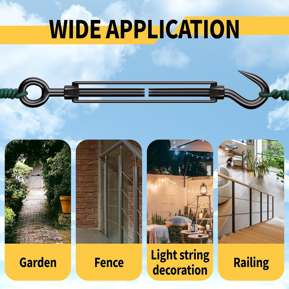 All-Black Globe String Light Suspension Kit, Guide Wire, 165FT