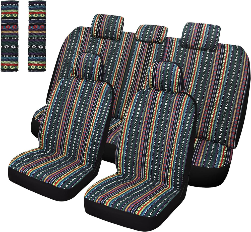 Pariitadin Baja Saddle Blanket Car Seat Covers Full Set with Seat Belt Pads, ...