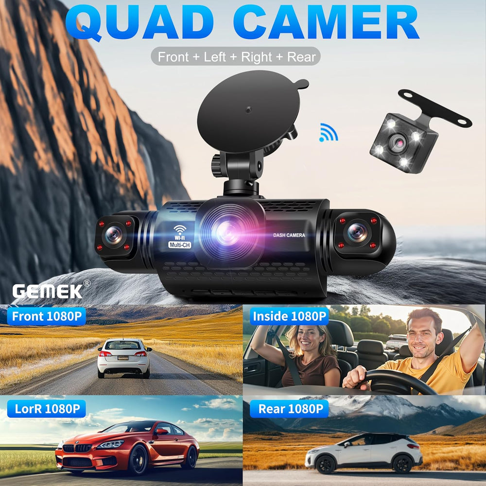 360 Degree View 4 Channel Dash Cam 5G WiFi & App Control, GEMEK 2K Front ...