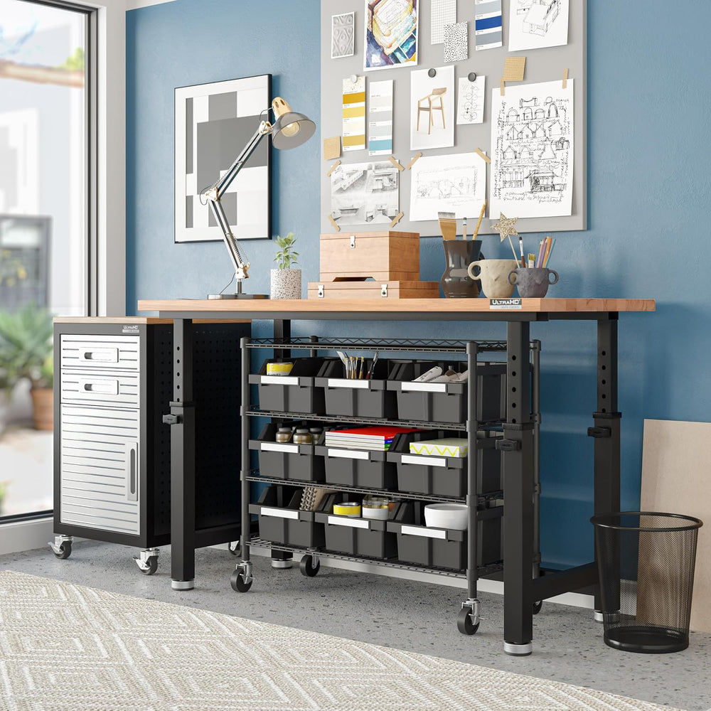 4-Tier NSF 9-Bin Steel Wire Shelving Rack, 36"W x 14"D x 31"H,...