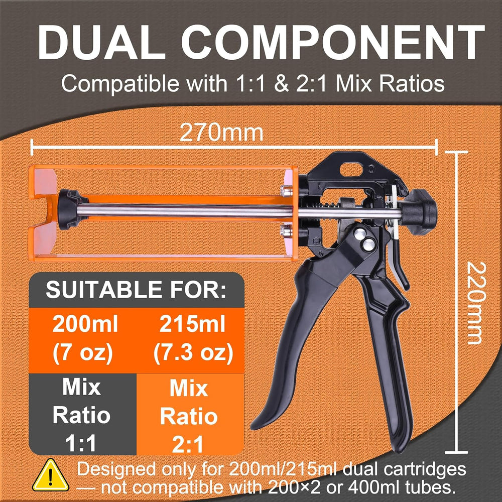 Epoxy Gun Dual Component 200ml – Manual 1:1 & 2:1 Ratio Adhesive Applicat...
