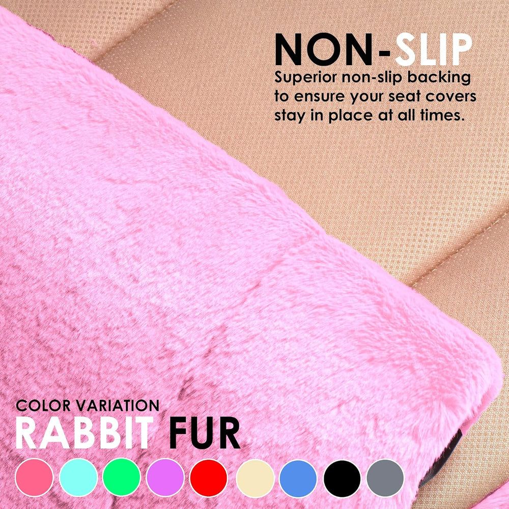 FH Group Doe16 Faux Rabbit Fur Car Seat Cushions, Universal Fit, Fluffy Car S...