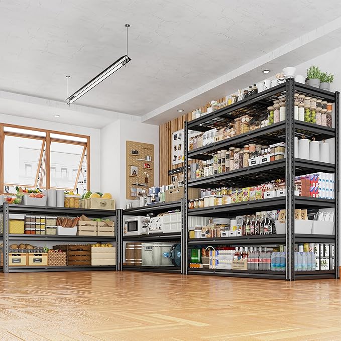 REIBII 3600LBS Garage Shelving 48" W Storage Shelves 6 Tier Garage Shelving