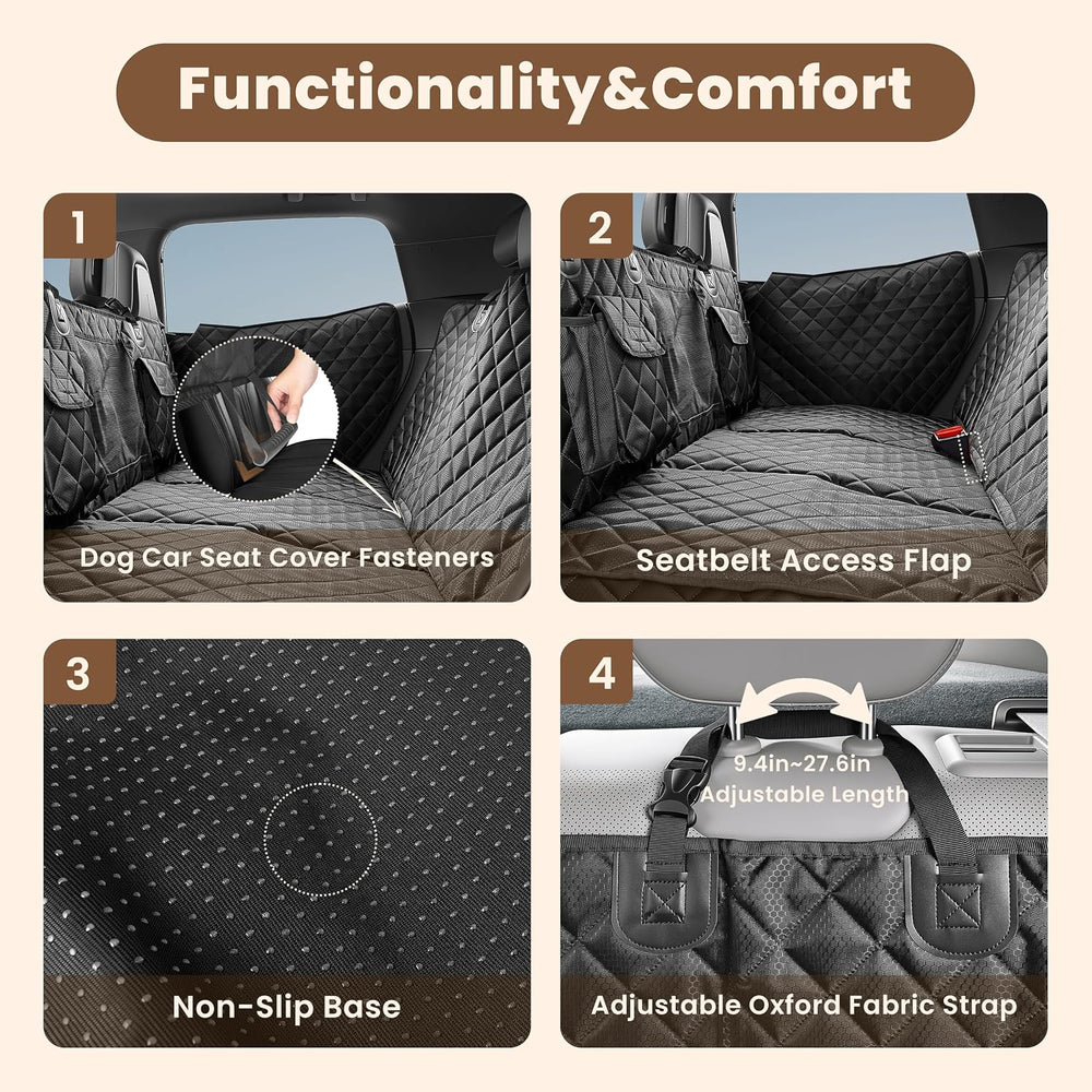 Hard Bottom Dog Car Seat Cover for Back Seat with Door Protector
