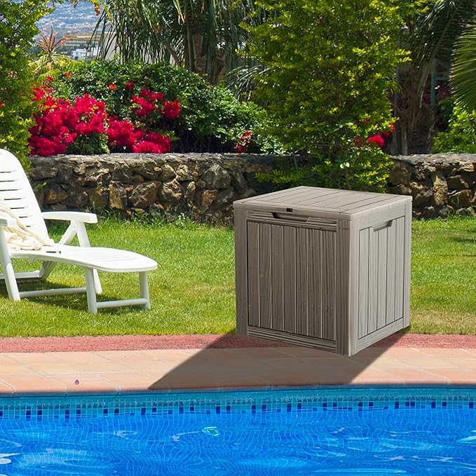 35 Gallon Resin Deck Box, Waterproof Outdoor Storage Bin