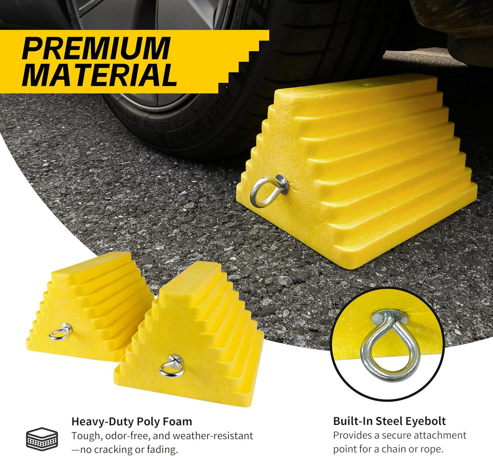 MaxxHaul 51169 Polyfoam Wheel Chocks with Steel Eyebolt – 2-Pack – 10″ × 8″ ×...