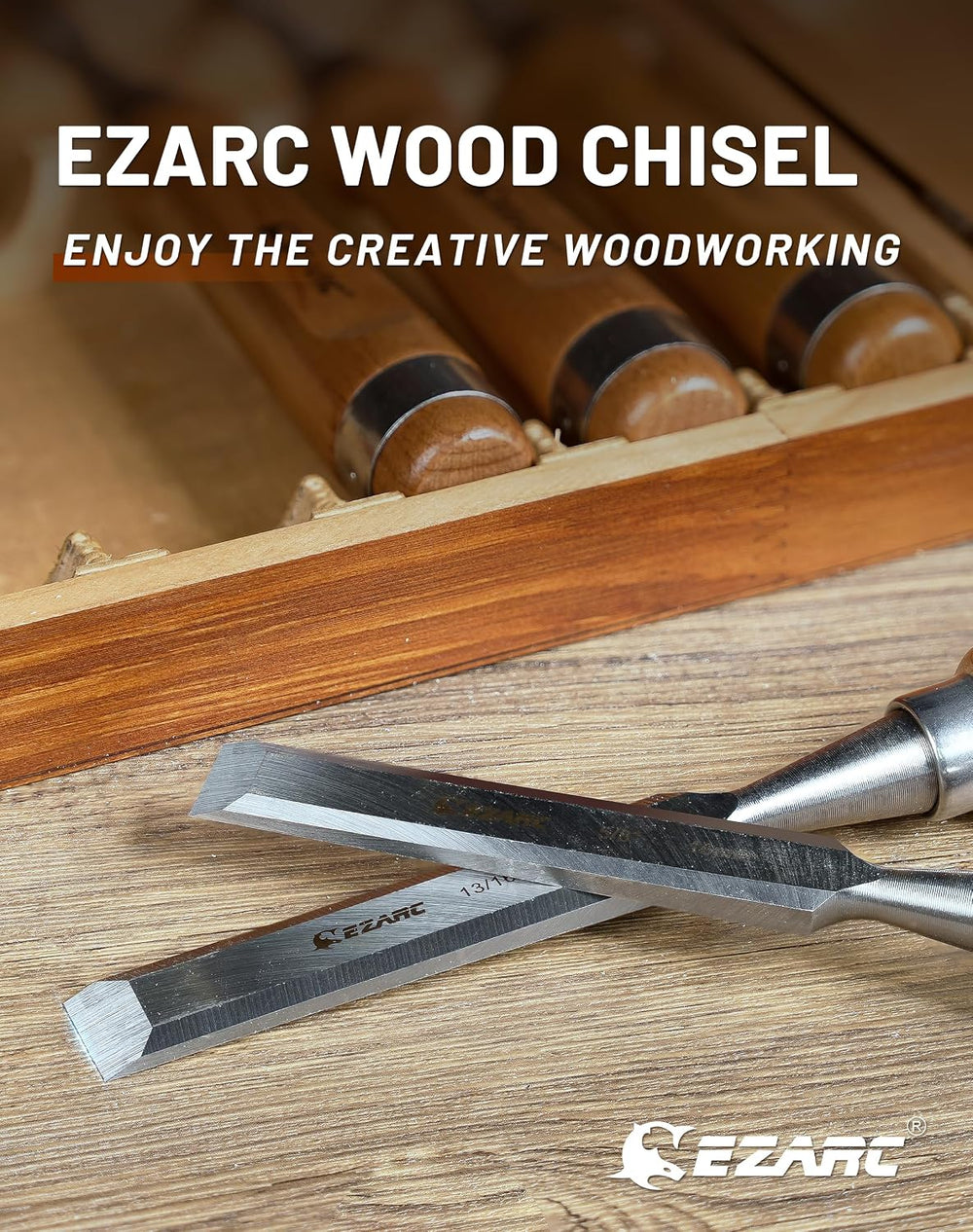 EZARC Wood Chisel Set, 6PCS 1/4-1 Inch CR-V Chisels with Wooden Case
