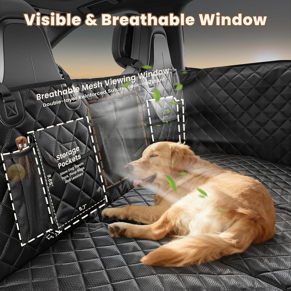 Hard Bottom Dog Car Seat Cover for Back Seat with Door Protector