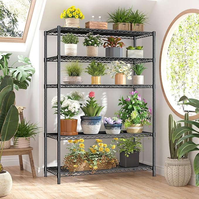 5 Tier Storage Shelves 71"H Wire Shelving Adjustable Metal Shelving, 100...