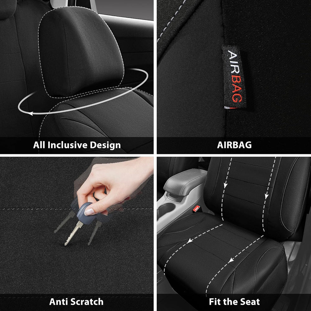 CAR PASS Neoprene Waterproof Seat Covers, Universal Fit Black Full Sets, Prot...