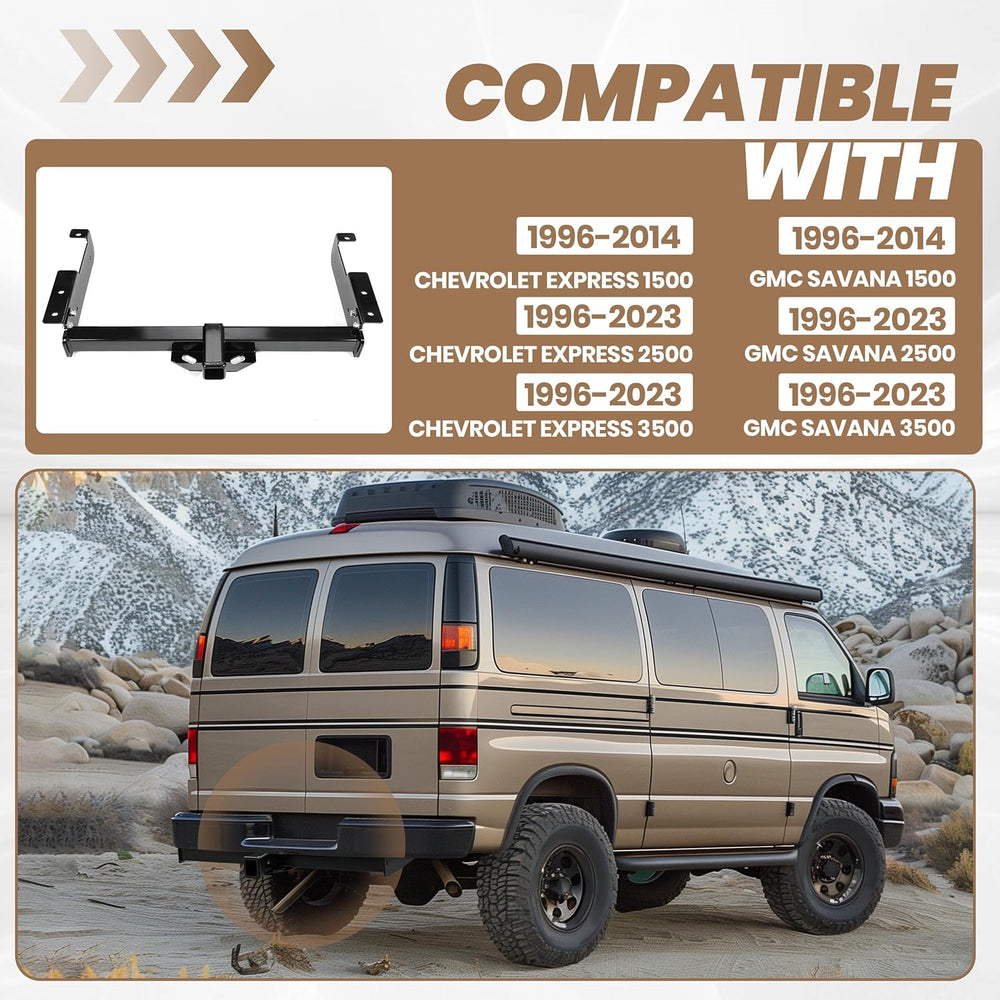 KUAFU 2 Inch Class 3 Trailer Hitch Compatible with 1996-2023 Chevrolet Expres...