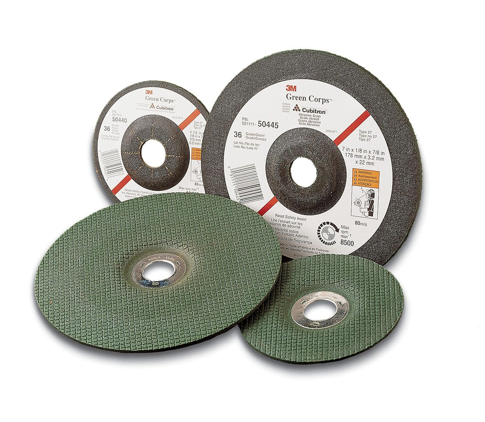 3M Green Corps Depressed Center Grinding Wheel, 24 4-1/2 in x 1/4 in x 7/8 in...
