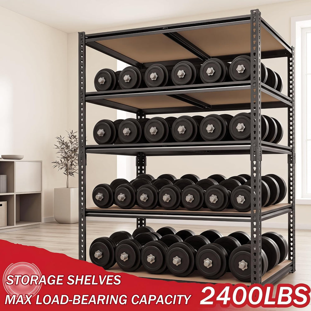 72" H Heavy Duty Garage Shelving, 2400LBS Capacity 5-Tier Storage Shelve...