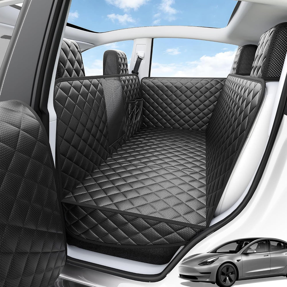 Dog Car Seat Cover for Tesla Model Y, Hard Bottom Back Seat Extender