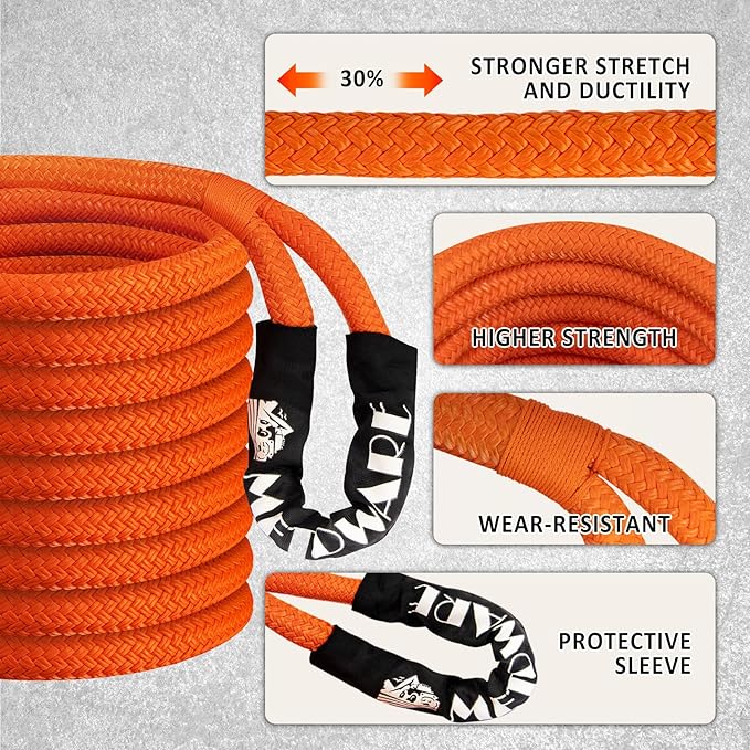 METOWARE Kinetic Recovery Rope 35, 000 LBS Offroad Tow Kit