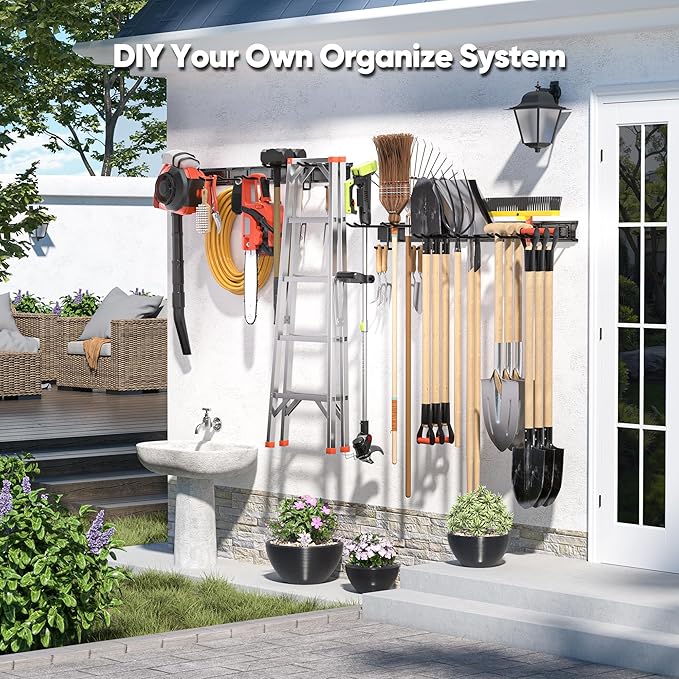 Garden Tool Organizer Wall Mount, 64 inches Tool Storage Rack