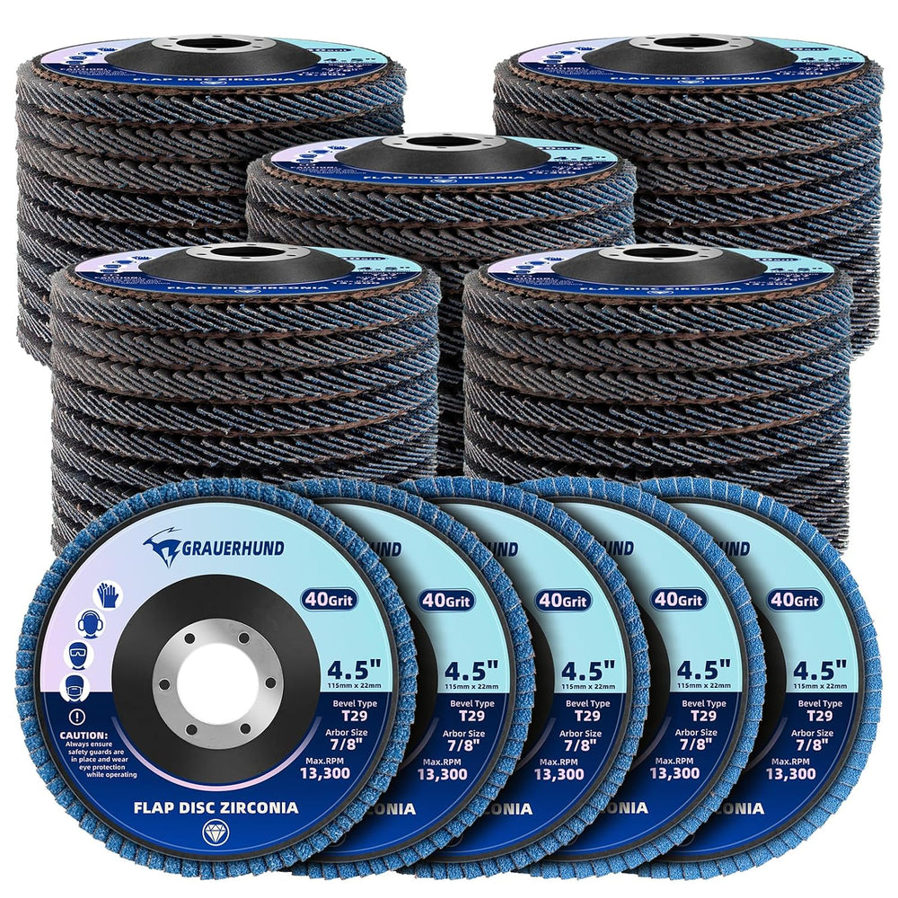 50 Pack Flap Discs 40 Grit 4 1/2" x 7/8" for Angle Grinder, T29 Fla...