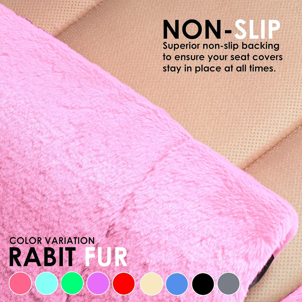 FH Group Front Set Faux Rabbit Fur Car Seat Cover Cushions, Universal Fit, Ai...
