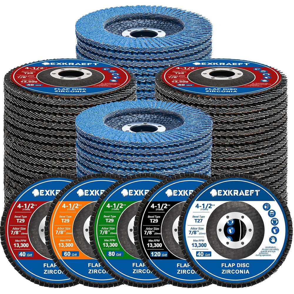 EXKRAEFT Flap Discs 4 1/2 for Angle Grinder, 50pcs Grinder Sanding Disc