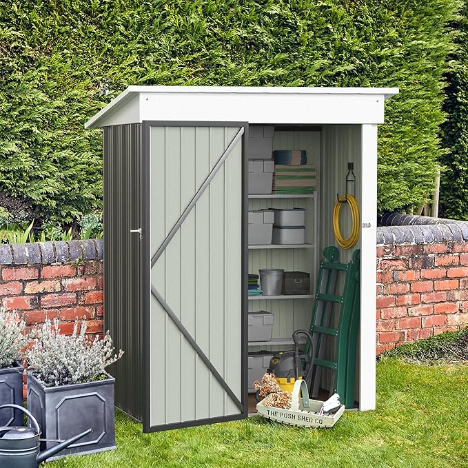 JUMMICO Metal Outdoor Storage Shed 5 x 3 FT Metal Shed