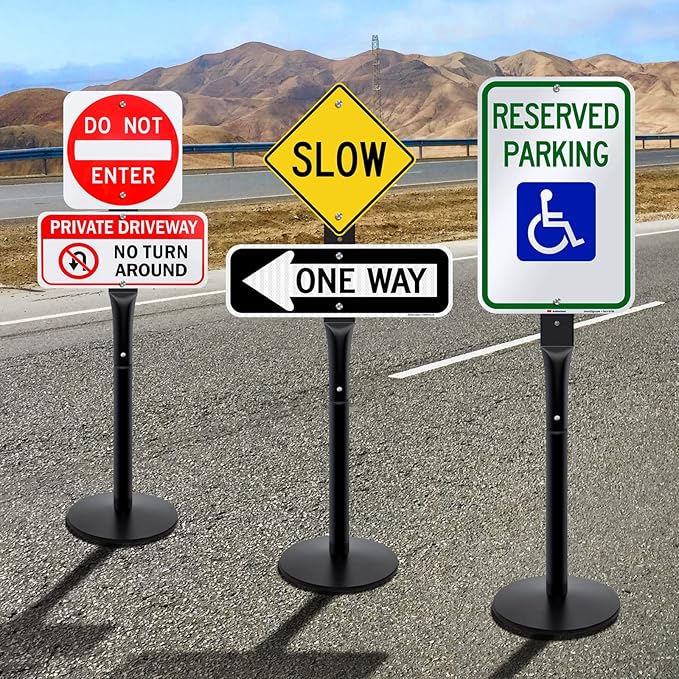 Heavy Duty Parking Sign Base Cast Iron 48" Parking Sign Post, Heavy Duty...