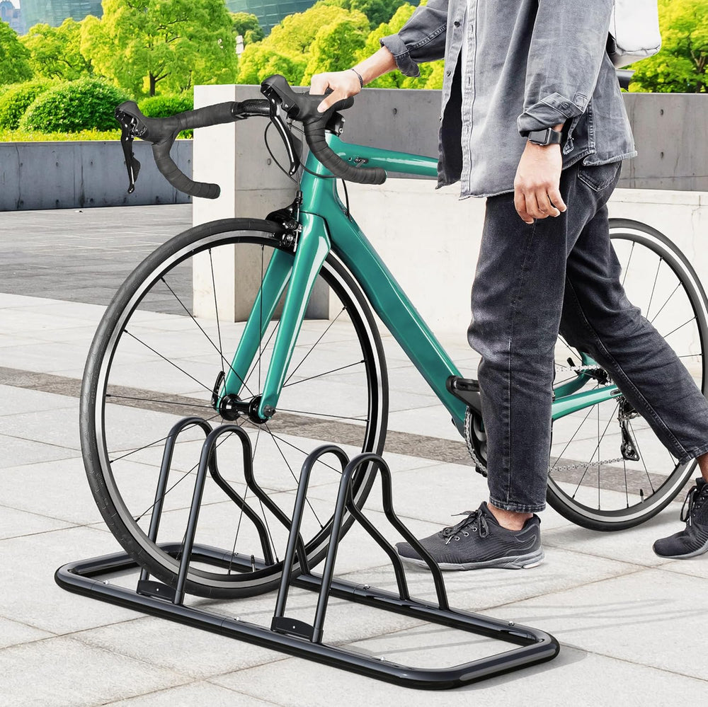 Simple Houseware 2-Bike Adjustable Floor Storage Rack for Garage, Black