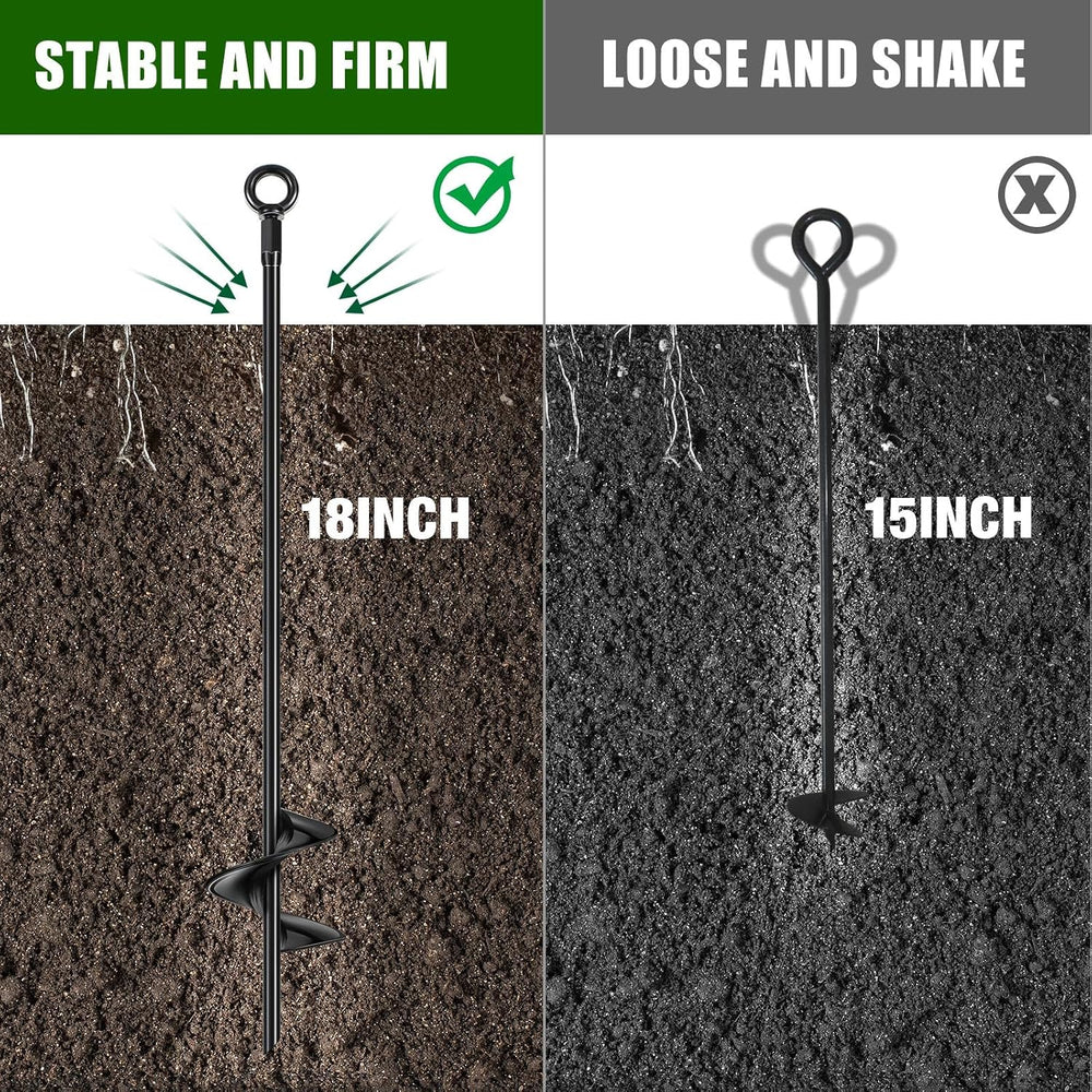 Chumia 6 Pcs 18 Inch Ground Anchor,Heavy Duty Earth Anchors, Black