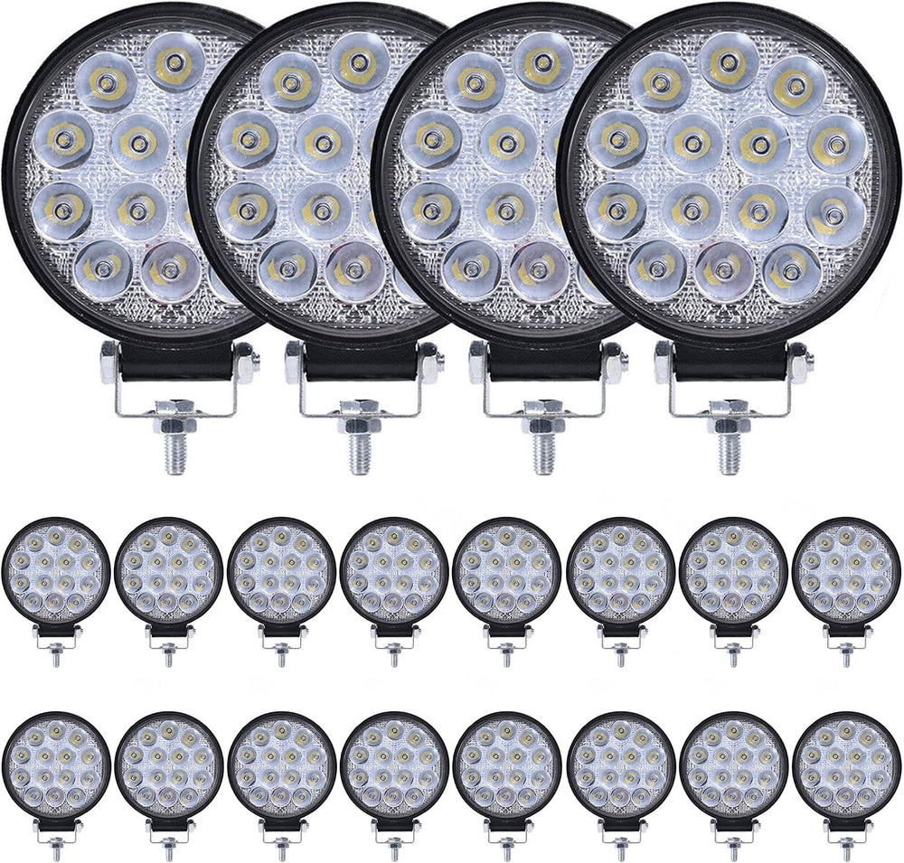 LED Work Lights for Truck,MUVKQC 20pcs 4.5Inch Round Light Pods,12/24V Spot F...