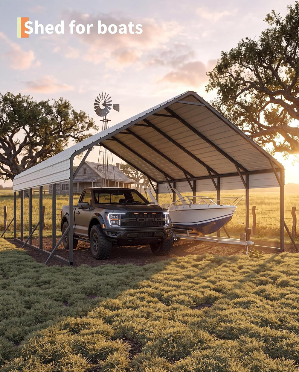 GarveeLife 20'x25'x13' Metal Carport for 2 Cars, White