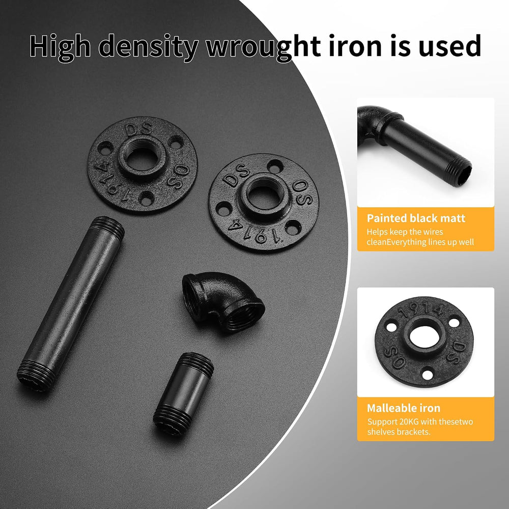 1/2" Pipe Shelf Bracket,Wall Mounted Floating Shelf Bracket, Steam Punk ...