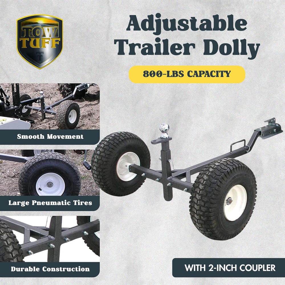 Tow Tuff TMD-800ATV ATV Weight Distributing Adjustable Trailer Dolly , Black,...