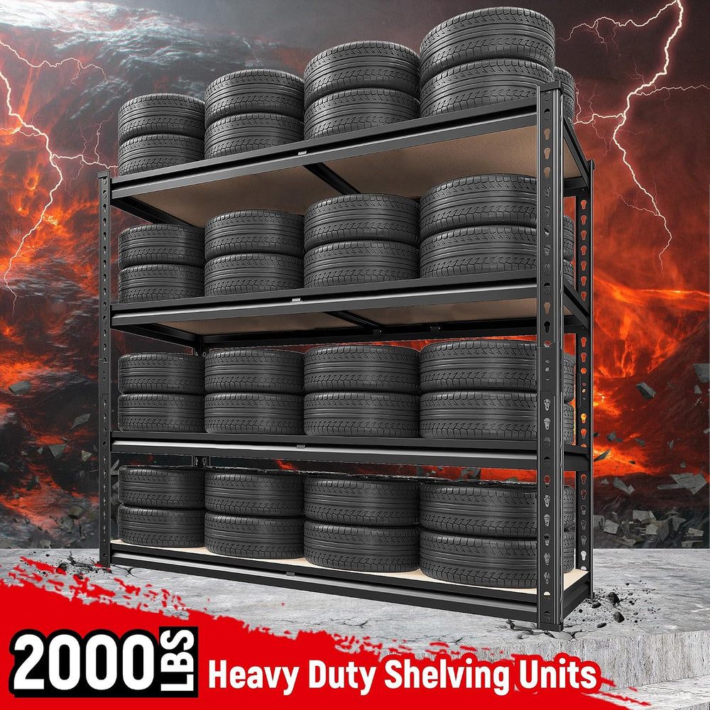 REIBII 2000LBS Storage Shelves,4-Tier Adjustable Garage Shelving for Pantry
