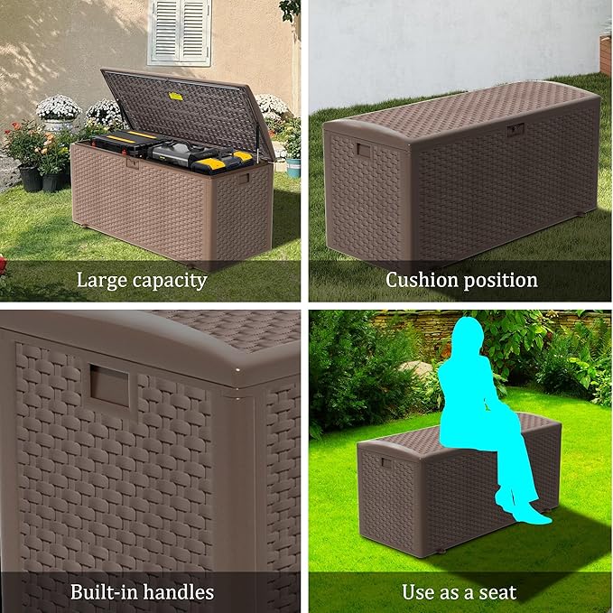 180 Pro Gallon Waterproof Outdoor Storage Bin Resin Deck Box
