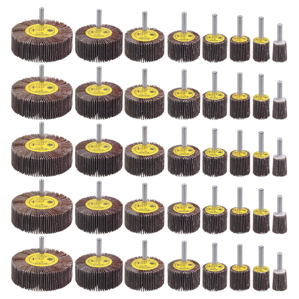 Rocaris 40 Pack 1/4" Abrasive Flap Wheel Sander Set, 8 Sizes