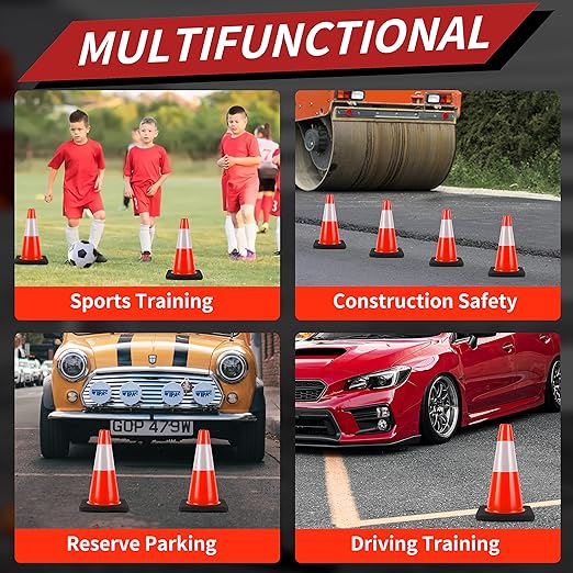 Traffic Cones 18 inch 6 Pack Heavy Duty Safety Cones Orange