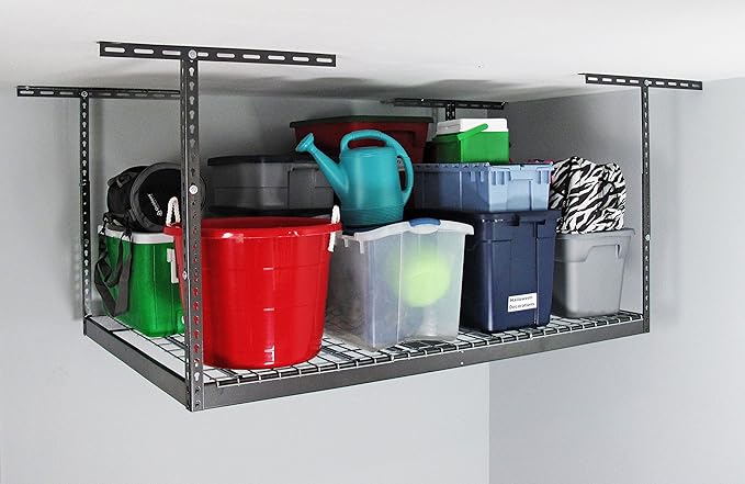MonsterRax Overhead Garage Storage Racks 4x6, Ceiling Mounted Shelving