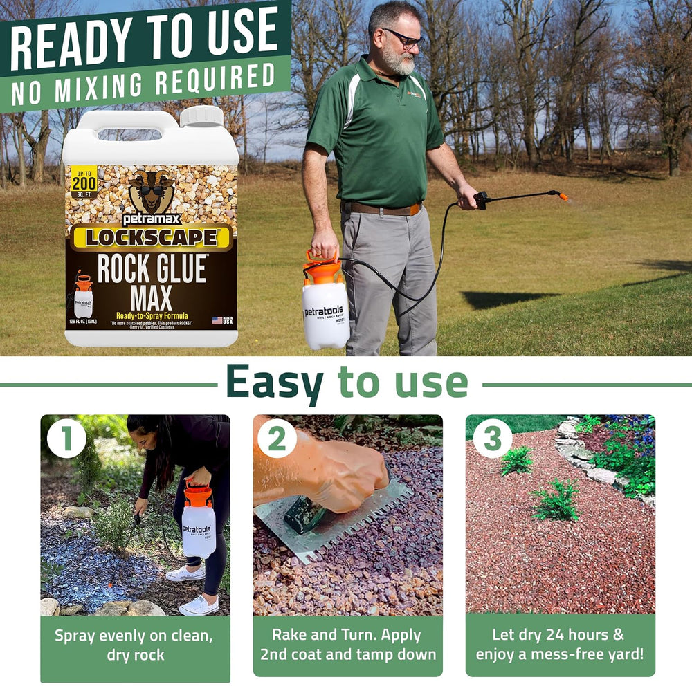 PetraMax Lockscape Ready to Use Rock Glue for Landscaping 4 Gallon USA-Made