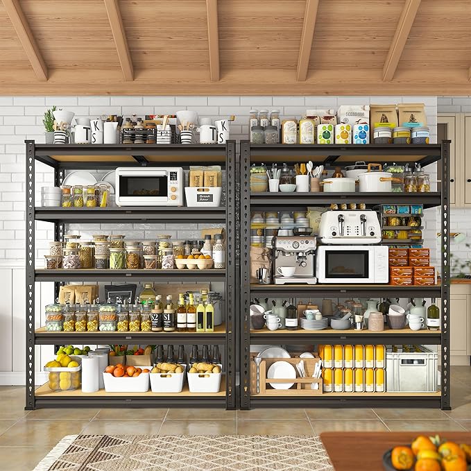 REIBII 2000LBS Garage Shelving Heavy Duty 72''H Storage Shelves 5 Tie...