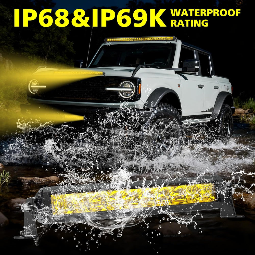 4WDKING 12 Inch Amber LED Light Bar 50W Screwless Spot Flood Combo Offroad