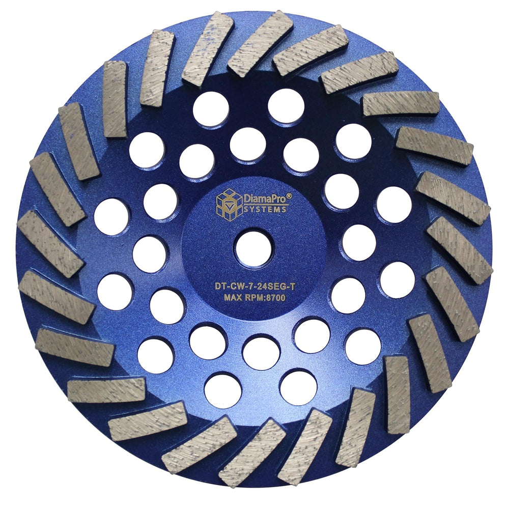 DT-CW-7-24SEG-T Threaded 7 Inch 24 Segment Turbo Concrete Grinding Cup Wheel ...