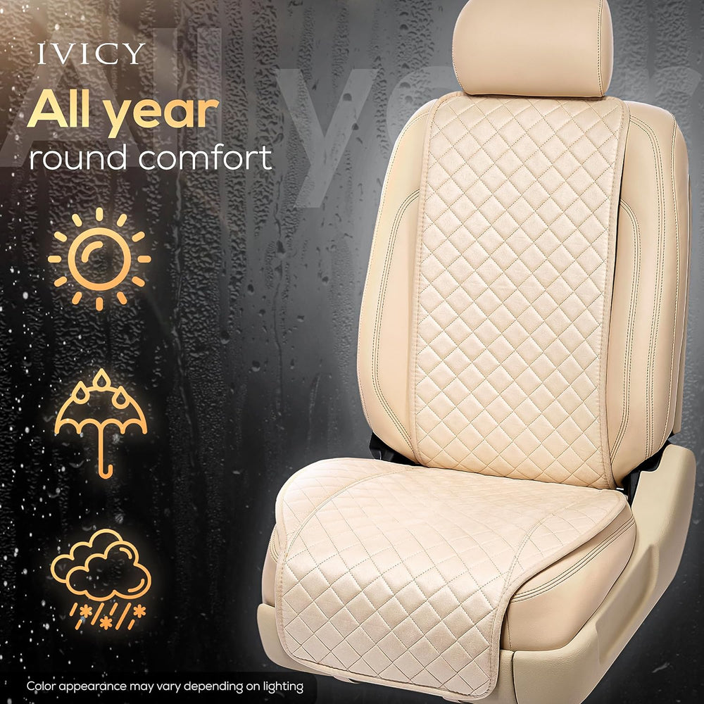 IVICY Faux Suede Front Car Seat Cover, Seat Protector, 1 Unit, Light Beige