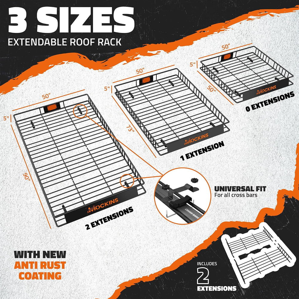 Mockins 90"x50"x5" XXL Heavy Duty Roof Rack Cargo Carrier w/ 2...