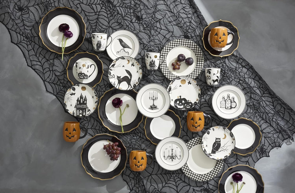 Lenox Haunted Halloween 4-Piece Accent Plates, Appetizer Plate Set for 4