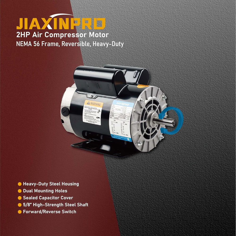 2HP Air Compressor Motor, 5/8" Keyed Shaft, 115/230V, 3450 RPM