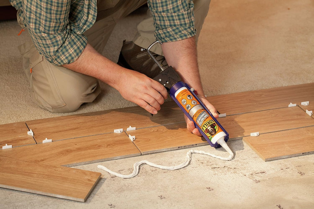 Gorilla Heavy Duty Construction Adhesive, White Glue, 9 Ounce Cartridge - Gap...