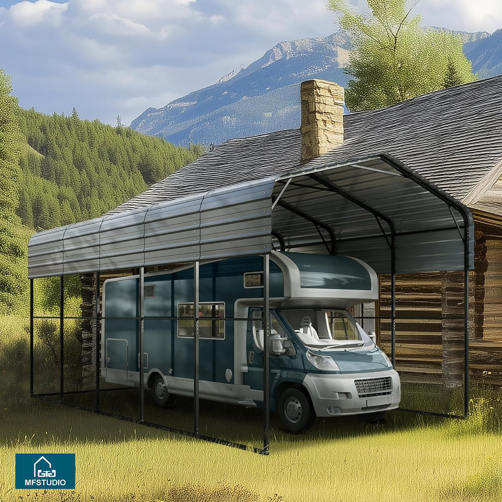 MFSTUDIO Metal RV Carport 14x25ft, Heavy Duty Carports Car Canopy Shelter