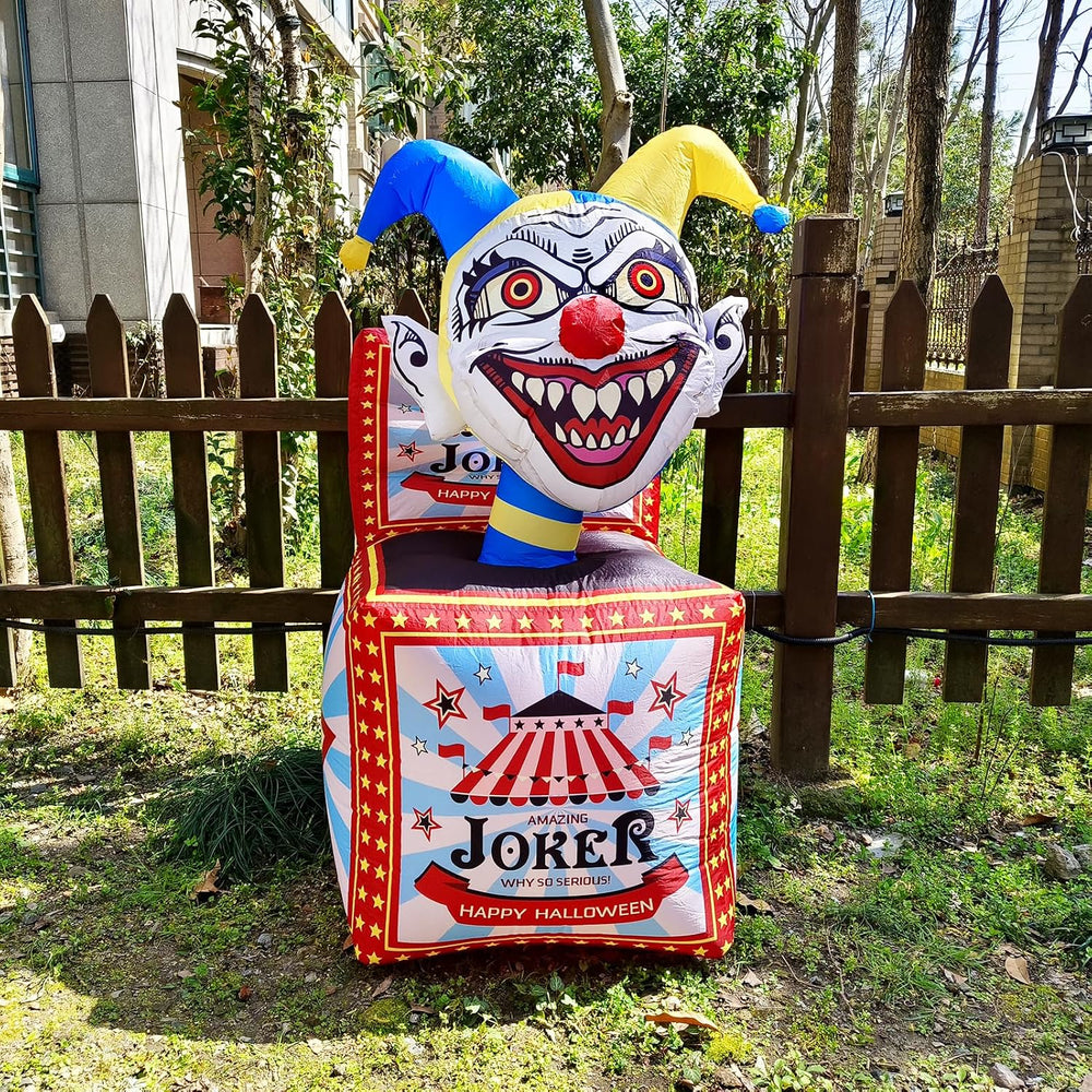 WBHome 5 Ft Halloween Inflatable Circus Clown Box Outdoor Decorations, Blow U...