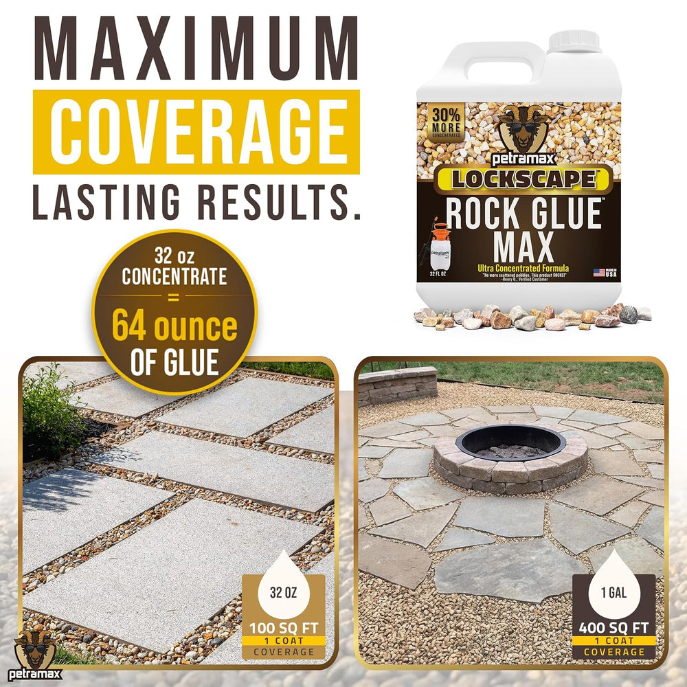 Petra Max Rock Glue for Landscaping, Pet-Safe & Non-Toxic (USA-Made), 32 Oz