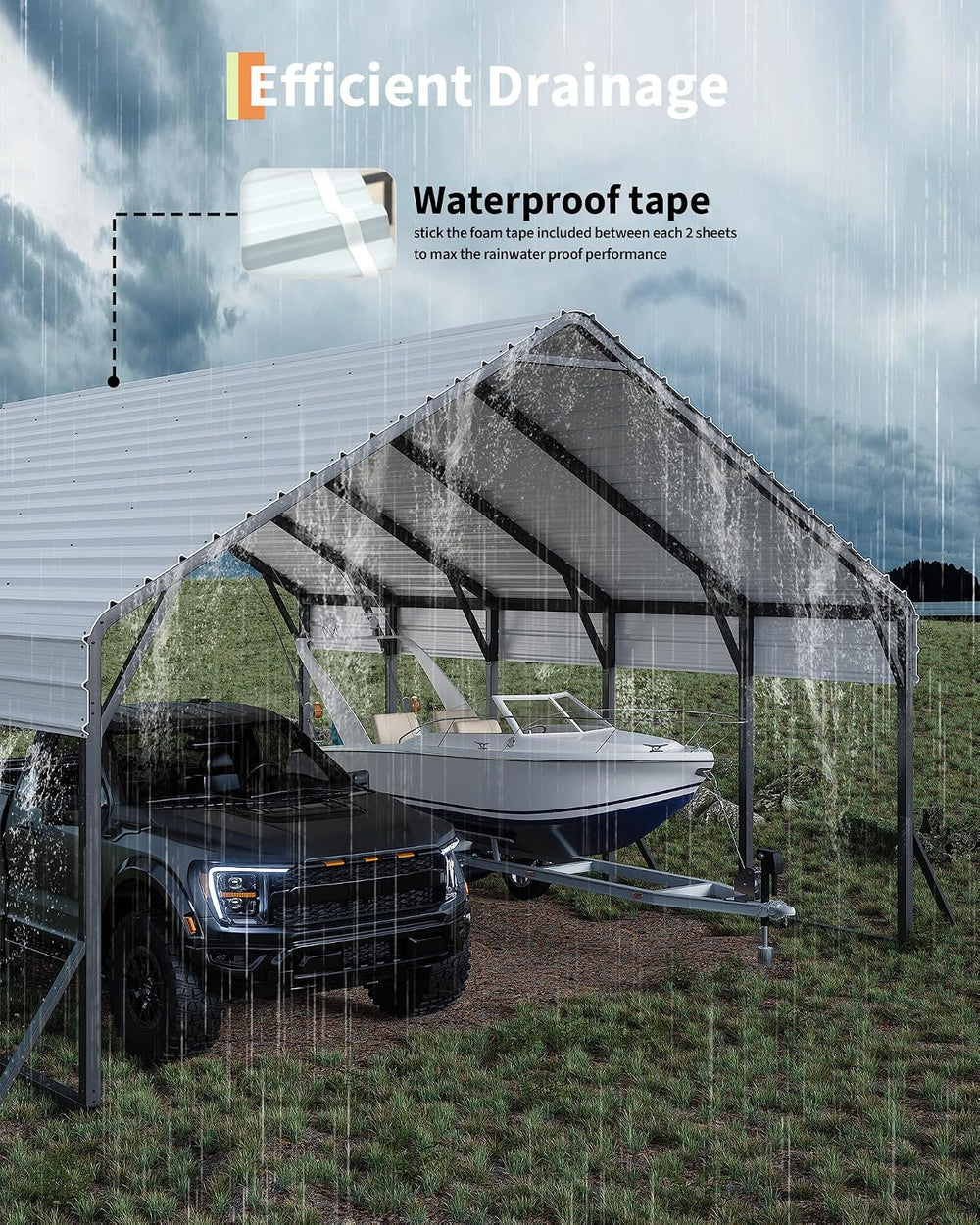 GarveeLife 20 ft x 20 ft x13 ft Metal Carport for 2 Cars