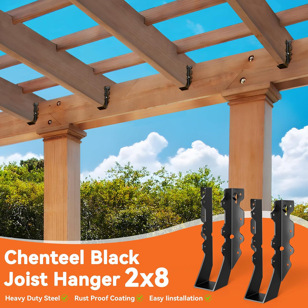 25 Pcs Black 2x8 Joist Hanger,LU28 18 Gauge Double Shear Face Mount Joist Han...